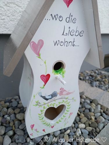 Großes Vogelhaus * Zuhause ist... * 55 x 30 x 25 cm * Herz